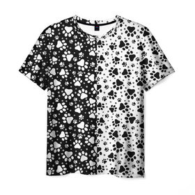 Мужская футболка 3D с принтом Следы в Санкт-Петербурге, 100% полиэфир | прямой крой, круглый вырез горловины, длина до линии бедер | 