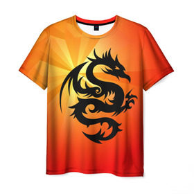 Мужская футболка 3D с принтом Дракон в Санкт-Петербурге, 100% полиэфир | прямой крой, круглый вырез горловины, длина до линии бедер | дракон | китай | крылья | огонь | ящерица
