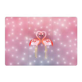 Магнитный плакат 3Х2 с принтом Влюбленные фламинго в Санкт-Петербурге, Полимерный материал с магнитным слоем | 6 деталей размером 9*9 см | 14 февраля | день всех влюбленных | любовь | птицы | фламинго