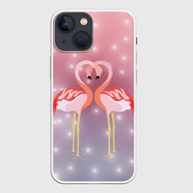 Чехол для iPhone 13 mini с принтом Влюбленные фламинго в Санкт-Петербурге,  |  | 14 февраля | день всех влюбленных | любовь | птицы | фламинго