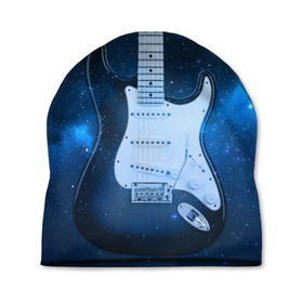 Шапка 3D с принтом Космическая гитара в Санкт-Петербурге, 100% полиэстер | универсальный размер, печать по всей поверхности изделия | fender | stratocaster | вселенная | галактика | гитра | космос | музыка | рок | рокнрол | стратокастер | туманность | фендер | электро | электрогитара