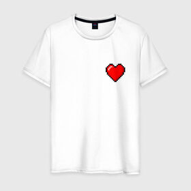 Мужская футболка хлопок с принтом Пиксельное сердце в Санкт-Петербурге, 100% хлопок | прямой крой, круглый вырез горловины, длина до линии бедер, слегка спущенное плечо. | 
