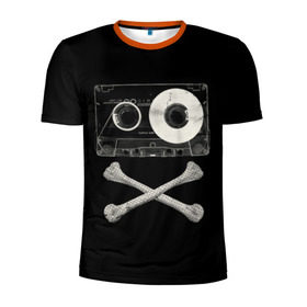 Мужская футболка 3D спортивная с принтом Pirate Music в Санкт-Петербурге, 100% полиэстер с улучшенными характеристиками | приталенный силуэт, круглая горловина, широкие плечи, сужается к линии бедра | 80s | 90s | bone | dance | disco | music | pirate | retro | skelet | skull | tape | диско | кассета | кости | музыка | пират | ретро | скелет | череп