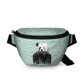 Поясная сумка 3D с принтом Панда-художник в Санкт-Петербурге, 100% полиэстер | плотная ткань, ремень с регулируемой длиной, внутри несколько карманов для мелочей, основное отделение и карман с обратной стороны сумки застегиваются на молнию | animal | art | artist | bear | beast | design | panda | style | арт | дизайн | животное | зверь | кисть | краски | медведь | панда | стиль | художник