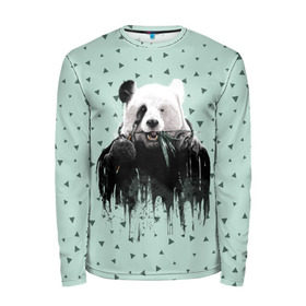 Мужской лонгслив 3D с принтом Панда-художник в Санкт-Петербурге, 100% полиэстер | длинные рукава, круглый вырез горловины, полуприлегающий силуэт | animal | art | artist | bear | beast | design | panda | style | арт | дизайн | животное | зверь | кисть | краски | медведь | панда | стиль | художник