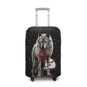 Чехол для чемодана 3D с принтом Серый волк в Санкт-Петербурге, 86% полиэфир, 14% спандекс | двустороннее нанесение принта, прорези для ручек и колес | angry | animal | beast | heaven | moon | night | rage | sky | star | wild | wolf | волк | дикий | животное | звезды | зверь | злость | красная шапочка | луна | небеса | небо | ночь | сказка | ярость