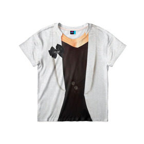 Детская футболка 3D с принтом Пиджак в Санкт-Петербурге, 100% гипоаллергенный полиэфир | прямой крой, круглый вырез горловины, длина до линии бедер, чуть спущенное плечо, ткань немного тянется | бабочка | жакет | женский | одежда | пиджак