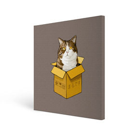 Холст квадратный с принтом Maru в Санкт-Петербурге, 100% ПВХ |  | Тематика изображения на принте: cat | maru | коробка | кот в коробке | кот мару | котейка | кошка | мару | прикол