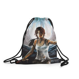 Рюкзак-мешок 3D с принтом Tomb Raider в Санкт-Петербурге, 100% полиэстер | плотность ткани — 200 г/м2, размер — 35 х 45 см; лямки — толстые шнурки, застежка на шнуровке, без карманов и подкладки | 