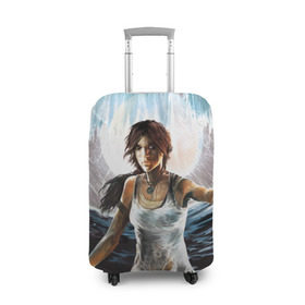 Чехол для чемодана 3D с принтом Tomb Raider в Санкт-Петербурге, 86% полиэфир, 14% спандекс | двустороннее нанесение принта, прорези для ручек и колес | 