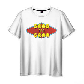 Мужская футболка 3D с принтом Rock and Roll в Санкт-Петербурге, 100% полиэфир | прямой крой, круглый вырез горловины, длина до линии бедер | Тематика изображения на принте: rock | гитара | музыка | рок