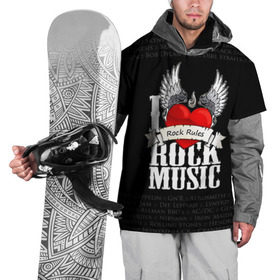 Накидка на куртку 3D с принтом Rock Rules в Санкт-Петербурге, 100% полиэстер |  | rock | гитара | музыка | рок