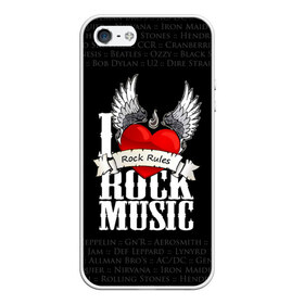 Чехол для iPhone 5/5S матовый с принтом Rock Rules в Санкт-Петербурге, Силикон | Область печати: задняя сторона чехла, без боковых панелей | Тематика изображения на принте: rock | гитара | музыка | рок