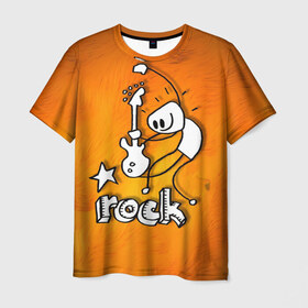 Мужская футболка 3D с принтом rock в Санкт-Петербурге, 100% полиэфир | прямой крой, круглый вырез горловины, длина до линии бедер | Тематика изображения на принте: rock | гитара | музыка | рок