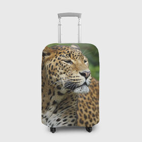 Чехол для чемодана 3D с принтом Леопард в Санкт-Петербурге, 86% полиэфир, 14% спандекс | двустороннее нанесение принта, прорези для ручек и колес | 