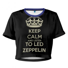 Женская футболка 3D укороченная с принтом Led Zeppelin в Санкт-Петербурге, 100% полиэстер | круглая горловина, длина футболки до линии талии, рукава с отворотами | led zeppelin