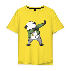 Мужская футболка хлопок Oversize с принтом Panda dab в Санкт-Петербурге, 100% хлопок | свободный крой, круглый ворот, “спинка” длиннее передней части | dab | dab n dance | panda dab | панда