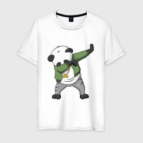 Мужская футболка хлопок с принтом Panda dab в Санкт-Петербурге, 100% хлопок | прямой крой, круглый вырез горловины, длина до линии бедер, слегка спущенное плечо. | Тематика изображения на принте: dab | dab n dance | panda dab | панда