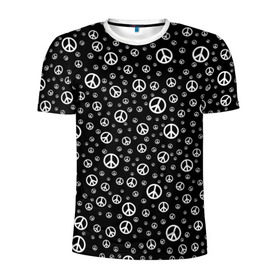 Мужская футболка 3D спортивная с принтом Peace Symbol в Санкт-Петербурге, 100% полиэстер с улучшенными характеристиками | приталенный силуэт, круглая горловина, широкие плечи, сужается к линии бедра | love | peace | symbol | знак | любовь | мир | пацифик | пацифика | сигнал | символ | хиппи