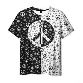 Мужская футболка 3D с принтом Peace Symbol в Санкт-Петербурге, 100% полиэфир | прямой крой, круглый вырез горловины, длина до линии бедер | Тематика изображения на принте: love | peace | symbol | знак | любовь | мир | пацифик | пацифика | сигнал | символ | хиппи