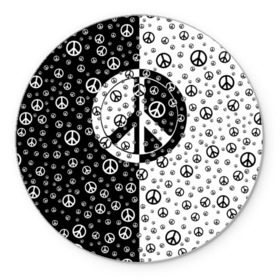 Коврик круглый с принтом Peace Symbol в Санкт-Петербурге, резина и полиэстер | круглая форма, изображение наносится на всю лицевую часть | Тематика изображения на принте: love | peace | symbol | знак | любовь | мир | пацифик | пацифика | сигнал | символ | хиппи