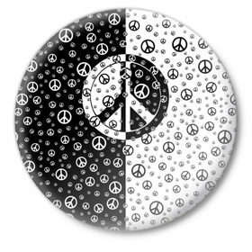 Значок с принтом Peace Symbol в Санкт-Петербурге,  металл | круглая форма, металлическая застежка в виде булавки | love | peace | symbol | знак | любовь | мир | пацифик | пацифика | сигнал | символ | хиппи