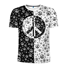 Мужская футболка 3D спортивная с принтом Peace Symbol в Санкт-Петербурге, 100% полиэстер с улучшенными характеристиками | приталенный силуэт, круглая горловина, широкие плечи, сужается к линии бедра | Тематика изображения на принте: love | peace | symbol | знак | любовь | мир | пацифик | пацифика | сигнал | символ | хиппи