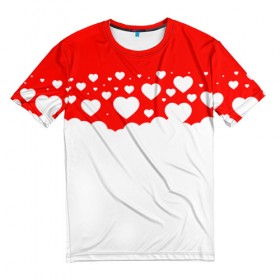 Мужская футболка 3D с принтом Сердечки в Санкт-Петербурге, 100% полиэфир | прямой крой, круглый вырез горловины, длина до линии бедер | 14 февраля | валентин | влюбленные | девушке | день святого валентина | жене | любимой | любимому | мужу | пара | парные | парню | подарок | подарок жене | подарок мужу