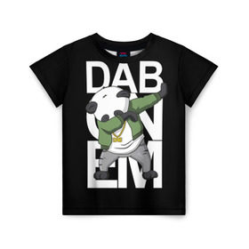 Детская футболка 3D с принтом Panda dab в Санкт-Петербурге, 100% гипоаллергенный полиэфир | прямой крой, круглый вырез горловины, длина до линии бедер, чуть спущенное плечо, ткань немного тянется | dab | dab n dance | dab on em | panda dab | дэб