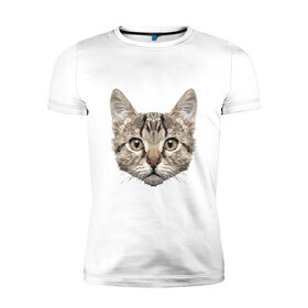 Мужская футболка премиум с принтом Низкополигональный кот в Санкт-Петербурге, 92% хлопок, 8% лайкра | приталенный силуэт, круглый вырез ворота, длина до линии бедра, короткий рукав | кот | полигон