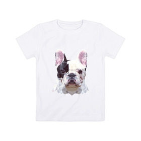 Детская футболка хлопок с принтом Низкополигональный пёс в Санкт-Петербурге, 100% хлопок | круглый вырез горловины, полуприлегающий силуэт, длина до линии бедер | пес | полигон | французский бульдог