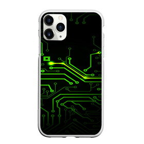 Чехол для iPhone 11 Pro Max матовый с принтом Tehnology в Санкт-Петербурге, Силикон |  | зеленый | микросхема | черный