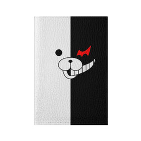 Обложка для паспорта матовая кожа с принтом Monokuma в Санкт-Петербурге, натуральная матовая кожа | размер 19,3 х 13,7 см; прозрачные пластиковые крепления | danganronpa | monokuma | данганронпа