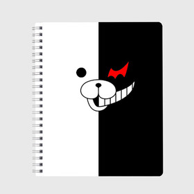 Тетрадь с принтом Monokuma в Санкт-Петербурге, 100% бумага | 48 листов, плотность листов — 60 г/м2, плотность картонной обложки — 250 г/м2. Листы скреплены сбоку удобной пружинной спиралью. Уголки страниц и обложки скругленные. Цвет линий — светло-серый
 | Тематика изображения на принте: danganronpa | monokuma | данганронпа