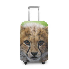 Чехол для чемодана 3D с принтом Котёнок гепарда в Санкт-Петербурге, 86% полиэфир, 14% спандекс | двустороннее нанесение принта, прорези для ручек и колес | гепард | дикая кошка | котёнок | кошка | лев | природа | тигр | хищник | ягуар