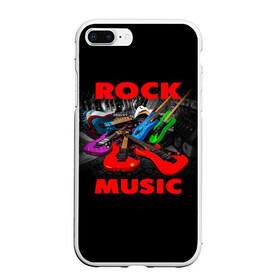 Чехол для iPhone 7Plus/8 Plus матовый с принтом Rock music в Санкт-Петербурге, Силикон | Область печати: задняя сторона чехла, без боковых панелей | Тематика изображения на принте: гитара | музыка | рок | рокер | электрогитара