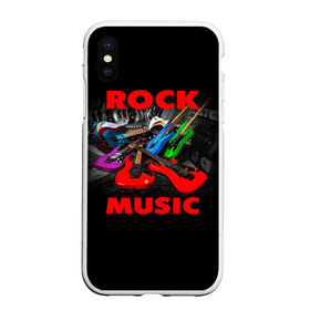 Чехол для iPhone XS Max матовый с принтом Rock music в Санкт-Петербурге, Силикон | Область печати: задняя сторона чехла, без боковых панелей | Тематика изображения на принте: гитара | музыка | рок | рокер | электрогитара