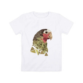 Детская футболка хлопок с принтом Низкополигональный попугай в Санкт-Петербурге, 100% хлопок | круглый вырез горловины, полуприлегающий силуэт, длина до линии бедер | полигон | попугай