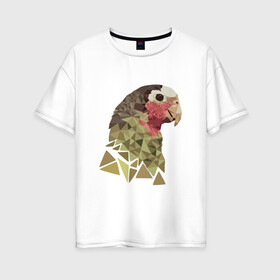 Женская футболка хлопок Oversize с принтом Низкополигональный попугай в Санкт-Петербурге, 100% хлопок | свободный крой, круглый ворот, спущенный рукав, длина до линии бедер
 | полигон | попугай