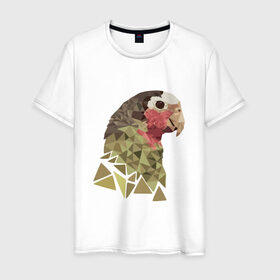 Мужская футболка хлопок с принтом Низкополигональный попугай в Санкт-Петербурге, 100% хлопок | прямой крой, круглый вырез горловины, длина до линии бедер, слегка спущенное плечо. | Тематика изображения на принте: полигон | попугай