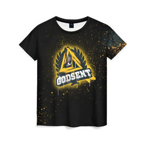 Женская футболка 3D с принтом cs:go - Godsent (Black collection) в Санкт-Петербурге, 100% полиэфир ( синтетическое хлопкоподобное полотно) | прямой крой, круглый вырез горловины, длина до линии бедер | black | csgo | godsent | годсент | ксго
