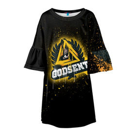 Детское платье 3D с принтом cs:go - Godsent (Black collection) в Санкт-Петербурге, 100% полиэстер | прямой силуэт, чуть расширенный к низу. Круглая горловина, на рукавах — воланы | black | csgo | godsent | годсент | ксго