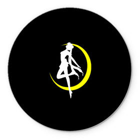 Коврик круглый с принтом Сейлор Мун в Санкт-Петербурге, резина и полиэстер | круглая форма, изображение наносится на всю лицевую часть | logo | moon | девушка | детство | желтый | луна | мультик | мультики | черный