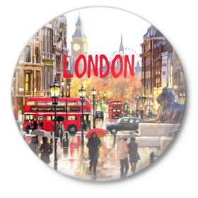 Значок с принтом Улицы Лондона в Санкт-Петербурге,  металл | круглая форма, металлическая застежка в виде булавки | england | london | united kingdom | англия | великобритания | город | лондон