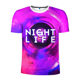 Мужская футболка 3D спортивная с принтом Night life в Санкт-Петербурге, 100% полиэстер с улучшенными характеристиками | приталенный силуэт, круглая горловина, широкие плечи, сужается к линии бедра | color | life | night | party | вечеринка | дискотека | жизнь | ночная | ночь | туса
