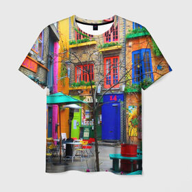 Мужская футболка 3D с принтом Улицы Лондона в Санкт-Петербурге, 100% полиэфир | прямой крой, круглый вырез горловины, длина до линии бедер | bright | city | color | courtyard | england | london | paint | street | united kingdom | англия | великобритания | город | дворик | краски | лондон | улица | цвет | яркие