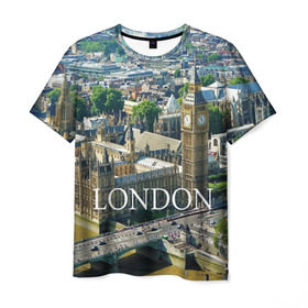 Мужская футболка 3D с принтом Улицы Лондона в Санкт-Петербурге, 100% полиэфир | прямой крой, круглый вырез горловины, длина до линии бедер | Тематика изображения на принте: city | england | london | united kingdom | англия | великобритания | город | лондон