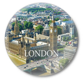 Значок с принтом Улицы Лондона в Санкт-Петербурге,  металл | круглая форма, металлическая застежка в виде булавки | city | england | london | united kingdom | англия | великобритания | город | лондон