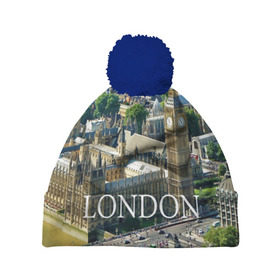 Шапка 3D c помпоном с принтом Улицы Лондона в Санкт-Петербурге, 100% полиэстер | универсальный размер, печать по всей поверхности изделия | city | england | london | united kingdom | англия | великобритания | город | лондон