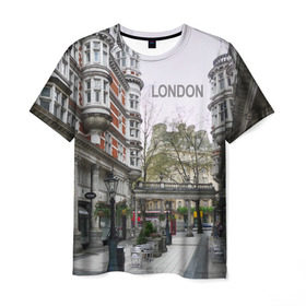 Мужская футболка 3D с принтом Улицы Лондона в Санкт-Петербурге, 100% полиэфир | прямой крой, круглый вырез горловины, длина до линии бедер | boulevard | city | england | london | street | united kingdom | англия | бульвар | великобритания | город | лондон | улица